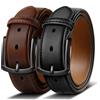 BULLIANT Cintura Uomo 2 Pezzi Cintura Pelle con 7 Fori,Comoda per Abiti Formali,Casual e Jeans,Larghezza 35mm(Caffè/Nero,105cm/32-34 vita regolabile)