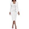 Generic Completo da donna Blazer con gonna elegante Business Office Plain Set Risvolto Manica Lunga Giacca Pantaloni Set 2 Pezzi Costume Elegante Blazer Set, bianco, M