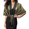 Gragengs Sciarpe e avvolgeture da donna in pashmina scintillante metallizzata, sciarpa lunga per feste tinta unita bicolore, Nero/Oro, 70.8 x 27.5 inch(180x70cm)