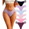 BeReady Perizoma da donna, senza cuciture, sexy, in pizzo, senza cuciture, confezione da 6, nero/viola*1/cachi/grigio argento/caramello/vinaccia, S