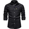PODOLIXIA Camicia da uomo a maniche lunghe, jeans da uomo, leggera e sottile, 95% cotone, camicia estiva da uomo, slim fit, estiva, con tasca sul petto, elegante camicia da uomo con bottoni