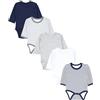 TupTam Body Neonato Manica Lunga - Body Bambino in Cotone OEKO-TEX, Set 5 Pezzi, Mix di strisce blu e grigio, 86
