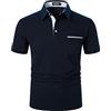 AIOIDI Polo Uomo Manica Corta Colori Contrastanti 100% Cotone Golf T-Shirt con Tasche Reali