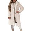 Generisch Cappotto lungo da donna in pile Teddy con colletto a risvolto, elegante cappotto di peluche con abbottonatura, morbido e caldo cappotto invernale, S