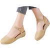 Generico Sandali Donna Estive con Zeppa Boho 35-42 EU in Lino Traspirante con Fibbia Sandali Chiuse Eleganti Cerimonia Scarpe Casual Chic Comode per Casa Lavoro Sera Festa Vacanze Spiaggia,Beige,38