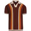 OXKnitstore OXKnit - Polo da uomo a maniche corte, in stile vintage anni '60s, stile retrò, a righe, colore marrone
