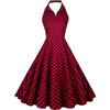 Generisch Abiti da donna a partire dai 50 anni in su, abito da cocktail vintage, a pois, con spalle scoperte, a maniche corte, linea ad A, per feste, anni '50, stile vintage, a maniche corte, C17 nero, S