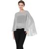 BEAUTELICATE Stola Coprispalle Elegante Chiffon Donna Scialle Mantellina Poncho Chiffon Estiva per Cerimonia Sposa Damigella Matrimonio Festa (Grigio Argento)