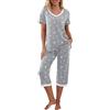 PrinStory Pigiama da donna con maglia a maniche corte e pantaloni lunghi
