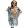 Trillion London Caftano da donna in viscosa e cotone, maxi abito copricostume da spiaggia | bikini e copricostume | abbigliamento da casa per le vacanze | UK 6 a 14, Blu mare, Etichettalia unica