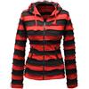 SHOPOHOLIC FASHION Giacca Outwear con Cappuccio Pixie a Righe Patchwork da Donna, Rossa, XL