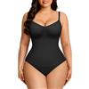 FeelinGirl Body da donna senza cuciture, per il petto, per modellare la pancia, con spallacci regolabili, mutande, push-up, cavallo con fibbia
