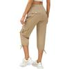 heekpek Pantaloni Capri Donna Estivi Pinocchietto Leggeri Pantaloni Cargo Comodi Pantaloni Trekking Elastico Vita Alta Pantaloni 3/4 con Multitasche, Khaki, S