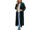 VIVICOLOR Donna Giacca lunga in velluto cardigan aperta davanti spolverino lungo in velluto cappotto trench