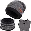 TMEOG Cappello Bambini Invernale Berretto Guanti Sciarpa Bambino Scaldacollo Termico Cappello a Maglia Beanie Foderato in Pile Guanti Touchscreen per Ragazzi Ragazze 5-10 Anni