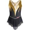 inhzoy Body da Pattinaggio Artistico Bambina Vestito da Balletto Danza Classica Ballerina Senza Maniche Body Ginnastica Artistica Costume da Ballo Latino Americano Tango Oro&Nero 13-14 anni