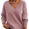 Generic Maglia Donna Lana Maglia Donna Collo Alto Pullover Lavorato A da con Scollo A V Allentato Casual Tutte Le Maglieria da Maglione Scollo V Maglione Pink XXL