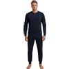 Buccia di Mela Pigiama Uomo Invernale Caldo Cotone Interlock Art. Pmu 005 - Made in Italy - Serafino a 3 Bottoni, Manica Lunga e Pantalone con Polsini - Blu (IT, Numero, 54, Regular, Regular)