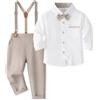 Volunboy Bimbo Neonato Completini e Coordinati Gentiluomo, Camicia Fiocco e Bretelle Pantaloni 4 Pezzi