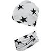 TupTam Ragazzi Cappello Beanie Sciarpa Tubo Bambini Set di 2 Autunno Inverno Foderato Transitorio, Jersey 2 strati - stelle nero grigio, 52