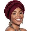 AQOKKA Turbante Africano da Donna Turbante Doppio Pre-Legato turbanti Intrecciati per Le Donne Sciarpa per la Testa per Le Donne avvolge i Capelli Copertura Beanie, Confezione Doppia Treccia Intrecciata: