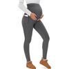 Yutdeng Leggings Premaman da Donna a Vita Alta con Tasche Leggings Foderati in Pile sopra la Pancia Elasticizzati Leggins per Gravidanza Pantaloni Termici Invernali per Allenamento, Yoga,Grigio,XXL