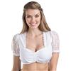 Schöneberger Trachten Couture Elegante Camicetta Dirndl Camicetta Wiesnherz Maniche Trasparenti - Camicetta Donna Dirndl con Pizzo (44, Bianco)