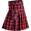 Gefomuofe Gonna scozzese kilt classico uomo gonna a quadri con tasche gonna corta scozzese kilt scozzese classico con tasche a contrasto stile scozzese, D rosso., S