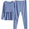 aromm Abiti Premaman Donna Maglie e Pantaloni Casual Lunghi Set di Abbigliamento per L'Allattamento, Blu, XL