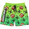 MINECRAFT Pantaloncini da Bagno per Ragazzi | Opzioni Creeper Verde Blu o Verde | Bambini Adolescenti Creeper Steve Alex TNT Personaggi esplosivi Gamer Pantaloni da Bagno Trunks
