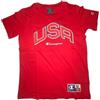 Champion Legacy Retro Sport B - USA S/S Crewneck T-Shirt, Rosso, 9-10 Anni Bambini e Ragazzi SS24