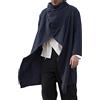 Generisch Mantello lungo da uomo in cotone e lino, cardigan irregolare, invernale, foderato, caldo, per escursioni, poncho, retrò, medievale, foulard, bandana rinascimentale, pirata, Blu, L