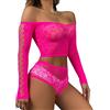 XIUSEMY Set Lingerie Donna: Babydoll Sexy in Rete Fischnetz, Bodystocking da Notte, Taglia Unica(Rosso Rosa-0050)
