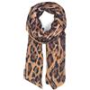 styleBREAKER Sciarpa da donna con fantasia leopardata e accenti metallici dorati | morbido telo lungo con frange corte 180 x 88 cm, colore:Marrone-Nero