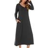 JCQIGOA Camicia da Notte Donna Maniche Lunghe Taglia Grande Abbigliamento da Notte con Tasche Laterali Caldo Pigiama Invernale Camice da Notte Cotone Sottoveste Donna Lunga Vestito da Notte Pigiama