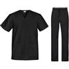 B-well Cesare Uniforme Sanitaria Donna e Uomo Unisex Set con Camice e Pantalone, nero, XS