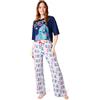 Disney Pigiama Donna - Pigiama Donna Cotone Lungo a Manica Corta S-XL Pigiami Due Pezzi - Regali Donna (Blu/Multi Stitch, XL)