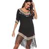 Jinsha Costume da Bagno da Donna con Gonna da Spiaggia all'Uncinetto, Top Bikini Poncho in Maglia Bikini Estivo Mimetico