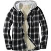 Duohropke Camicia termica da uomo foderata con cappuccio, in pile di flanella, a maniche lunghe, con cerniera, camicia a quadretti, giacca da falegname, camicia termica da lavoro, giacca sportiva con cappuccio