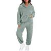 Cexiakong Tuta da donna invernale in pile Teddy caldo pigiama casual a maniche lunghe con cappuccio e pantaloni per il tempo libero, set da 2 pezzi con cappuccio e pantaloni da casa, morbido per il