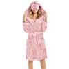 Generico Camicia da Notte in Flanella per Donna con Maschera per Occhi, Cozy Rube Pellicciata e Calda per Inverno con Cappuccio, Fluffy Abbigliamento da Letto(1A-Pink, L)