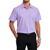 HISDERN Camicia Maniche Corte Uomo Estive Camicie Elegante da Formal in Fibra di bambù Camicia Cotone Uomo Regular Fit Business Viola Chiaro XL