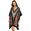 Trillion London Kaftano da Donna in Viscosa e Cotone, Vestito Lungo da Spiaggia, Maxi | Copricostume per Bikini e Costume da Bagno | Abbigliamento da Svago per le Vacanze | Taglie UK 6-14, Nero
