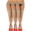 sesto senso 3 paia Collant Cavallo Aperto 15 den Bretelle Calze per Reggicalze Donna Sexy XL Beige Chiaro Carne
