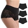 TRIFOLIUM 3 Pacco Culotte a Vita Alta in Pizzo Floreale Elasticizzato e Trasparente Nero Nero Nero IT 40-42 Etichetta di Fabbrica S (8003-3P-S-BK-BK-BK-T1)