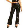 Wildarms Pantalone Campana Donna Metallizzato, Vita Alta, Ecopelle Elasticizzata; Flare Disco anni 70, Fiesta Club Leggings Brillante, Vita elastica, Gamba Campanata Danza, Rock, Carnevale Notte, Nero , S