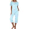 Ekouaer Pigiama Set Estate Donne Due Pezzi Manica Corta Top 3/4 Pantaloni, S-XXL