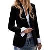 Duohropke Blazer, giacca da donna in velluto, tinta unita, da lavoro, con bottoni, elegante, colletto rovesciato, giacca invernale, 01 nero, L