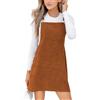 CUPSHE Abito da donna in velluto a coste mini autunno collo quadrato spalline regolabili tasca frontale bottoni laterali abiti autunnali