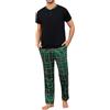 Aseniza Pigiama Uomo Top Girocollo a Maniche Corte e Pantaloni Lunghi a Quadri Pigiama da Due Pezzi Abbigliamento da Casa Comodo Verde M